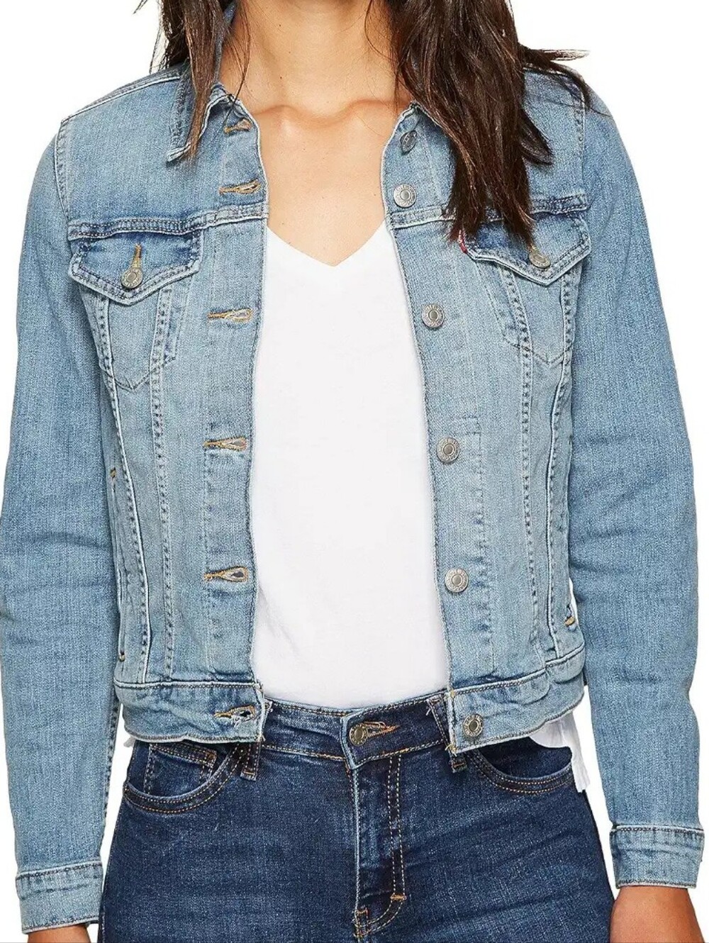 Mint Condition Levi’s Women’s Trucker Jacket Light Blue SZ M - 21" length